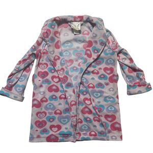 Little girl bathrobe size 4 pink & blue long sleeve soft fleece